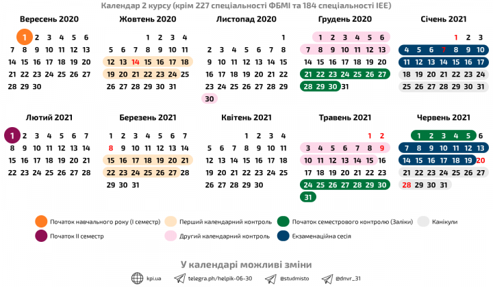 Збережи собі календар графіку навчального процесу!