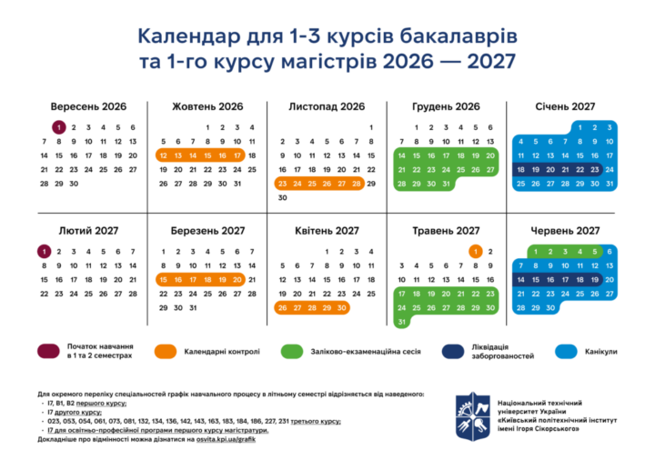 Збережи собі календар графіку навчального процесу 2026 — 2027 н.р.!